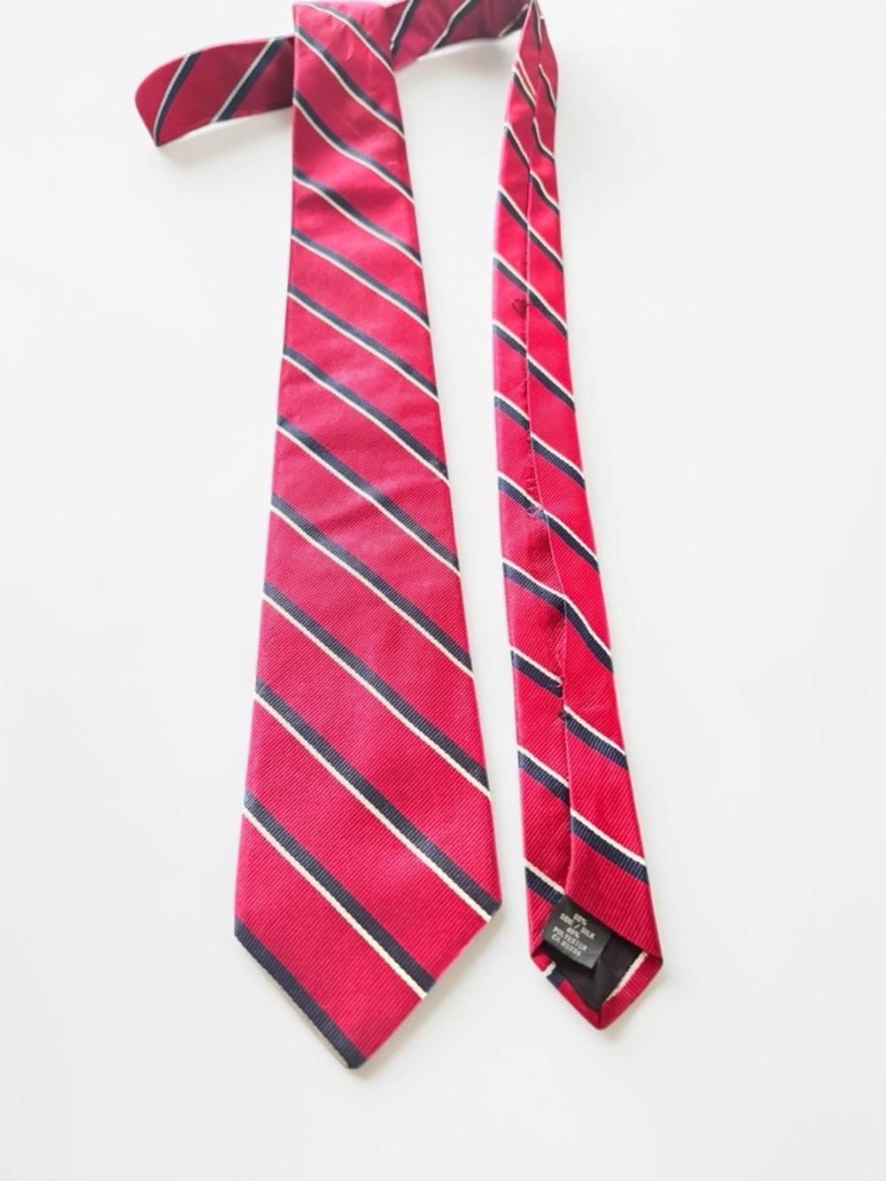 Eaton Silk Tie Red Striped Classic Mens Necktie Office Formal